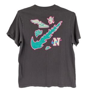 Nike OC T-Shirt Swish Neon Mens Sz L Angel Wing Indie Sleaze Y2K Grunge Neon